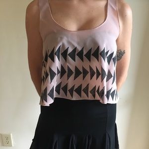 Pink sheer triangle crop top